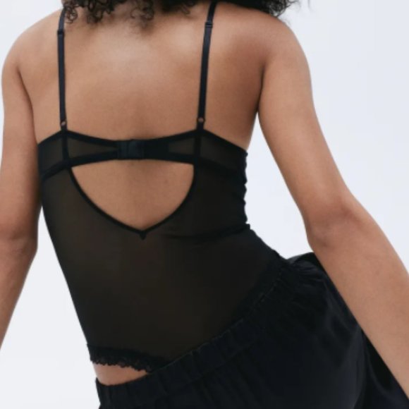 Black Lace Push-Up Thong Bodysuit H&M women's size 34A - Picture 8 of 10